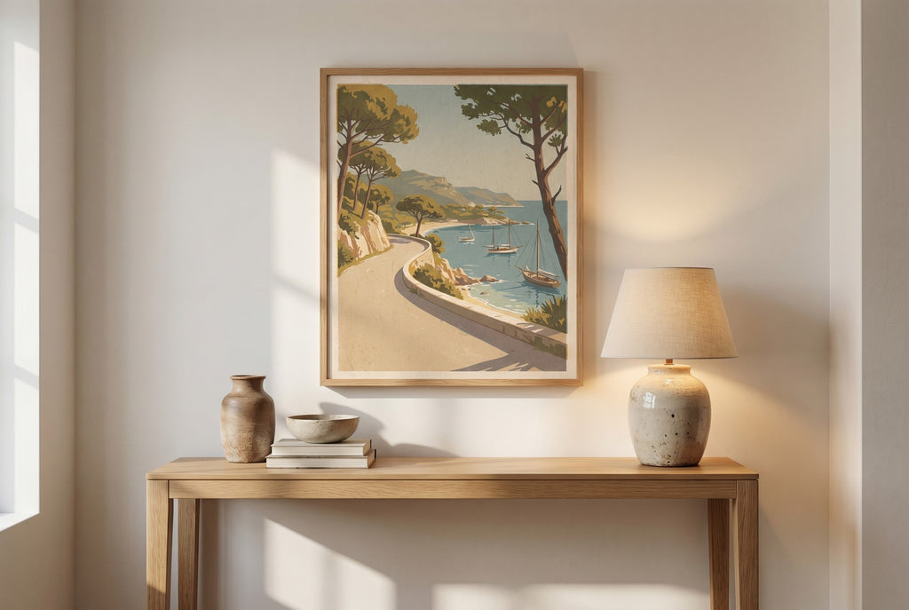 Riviera fine-art print styled in a room