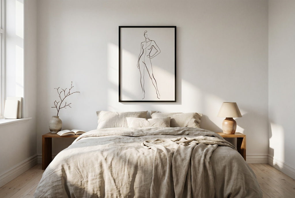 Silhouette fine-art print styled in a room