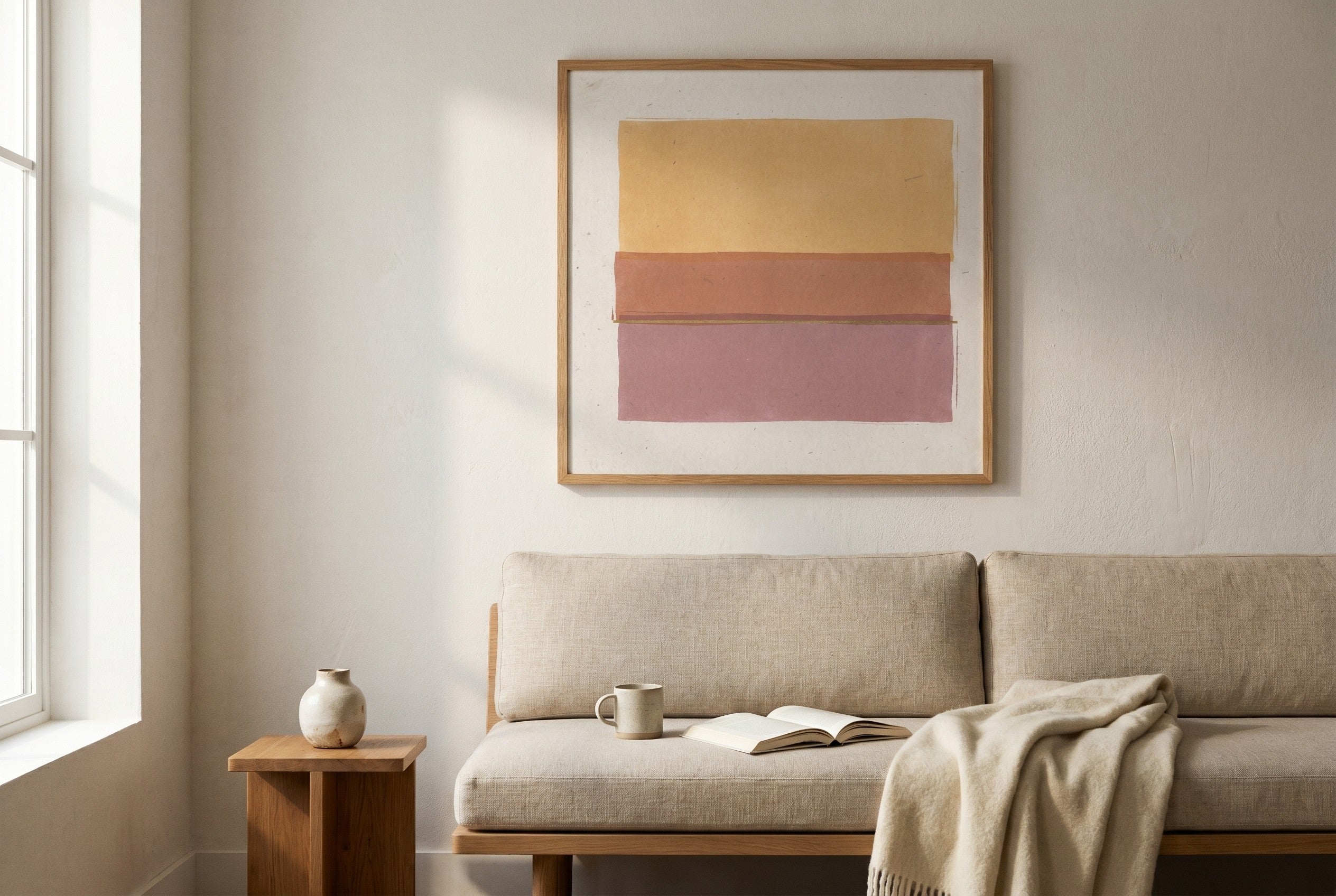 Couchant fine-art print styled in a room