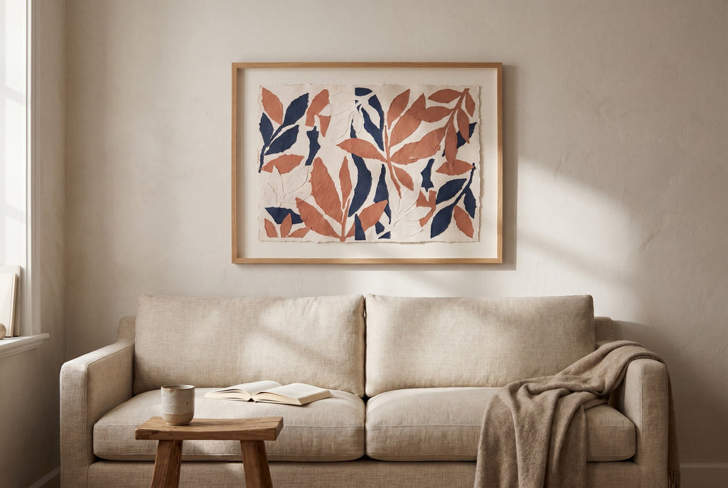 Decoupe fine-art print styled in a room