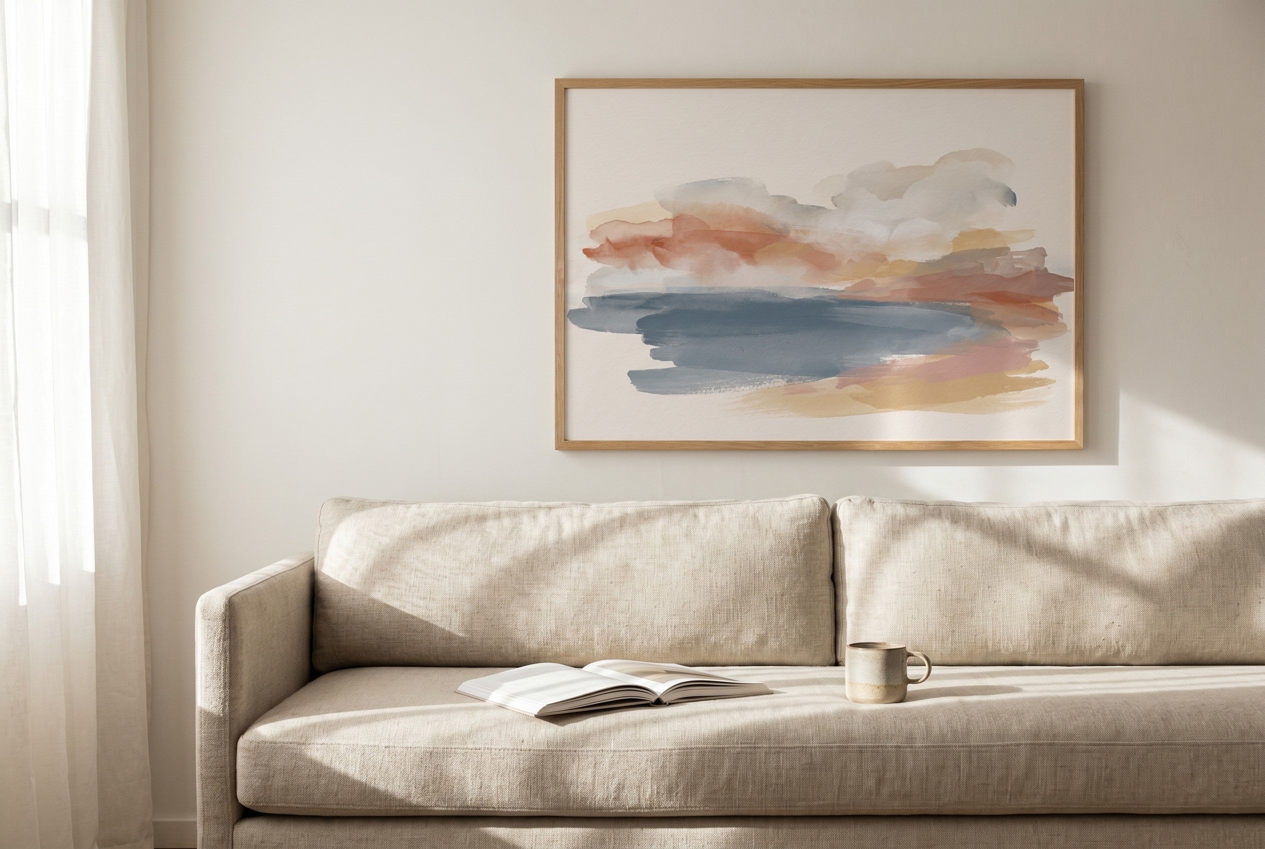 Calanque fine-art print styled in a room