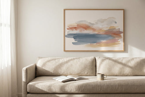 Calanque fine-art print styled in a room